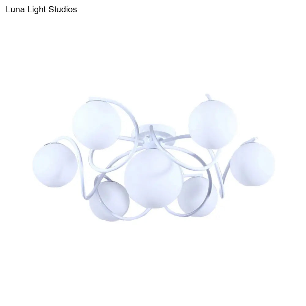 DecorBites™ DecorBites™ Orb Opal Glass Semi Flush Light - Traditional Black/White - 4/7 Lights - Living Room Ceiling Lighting - 22"/34" Wide