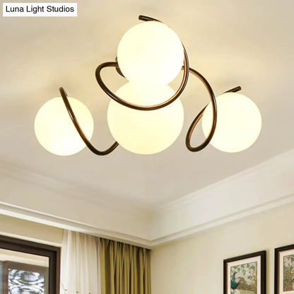DecorBites™ DecorBites™ Orb Opal Glass Semi Flush Light - Traditional Black/White - 4/7 Lights - Living Room Ceiling Lighting - 22"/34" Wide