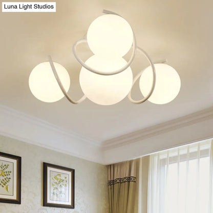 DecorBites™ DecorBites™ Orb Opal Glass Semi Flush Light - Traditional Black/White - 4/7 Lights - Living Room Ceiling Lighting - 22"/34" Wide