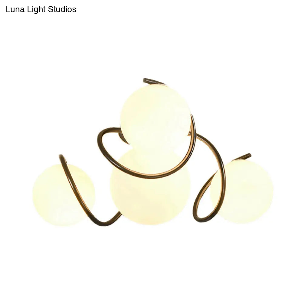 DecorBites™ DecorBites™ Orb Opal Glass Semi Flush Light - Traditional Black/White - 4/7 Lights - Living Room Ceiling Lighting - 22"/34" Wide