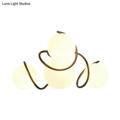 DecorBites™ DecorBites™ Orb Opal Glass Semi Flush Light - Traditional Black/White - 4/7 Lights - Living Room Ceiling Lighting - 22"/34" Wide