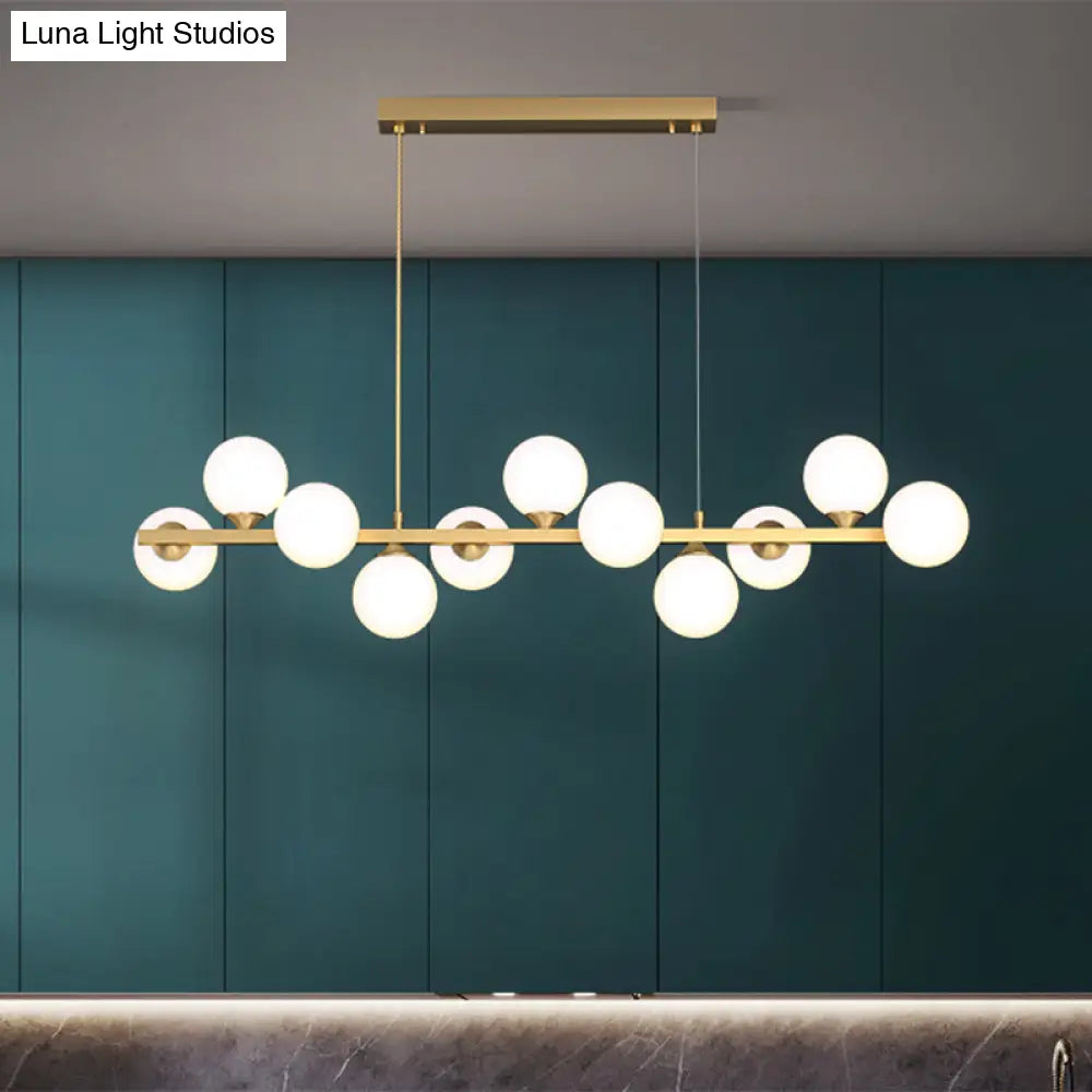 ديكوربايتس™ مصباح معلق على شكل جزيرة زجاجي أبيض من أورب - مصباح مطعم عصري بـ 11 ضوءًا