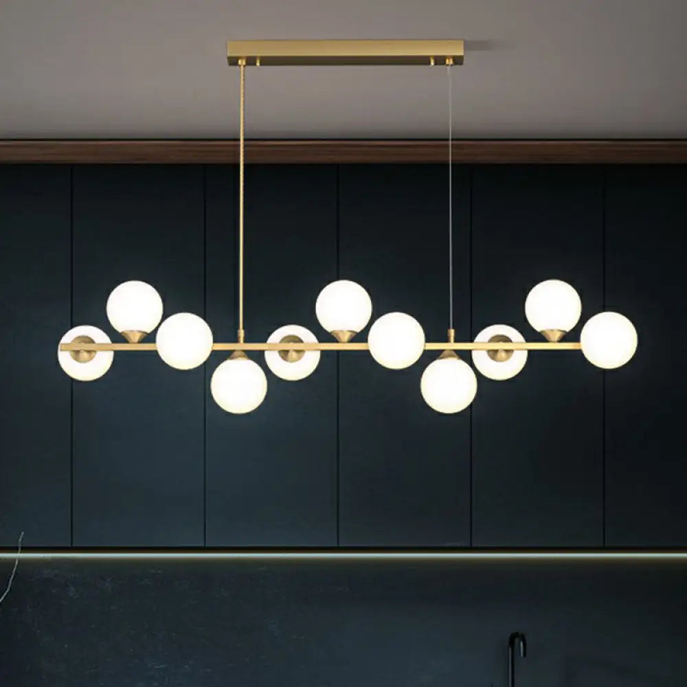 ديكوربايتس™ مصباح معلق على شكل جزيرة زجاجي أبيض من أورب - مصباح مطعم عصري بـ 11 ضوءًا