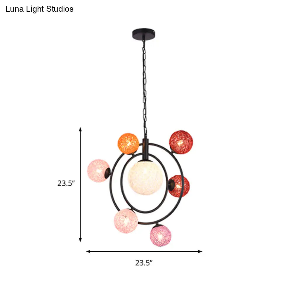 Lámpara de techo colgante Orbit Glass - 4/7 luces con anilla de suspensión blanca/negra