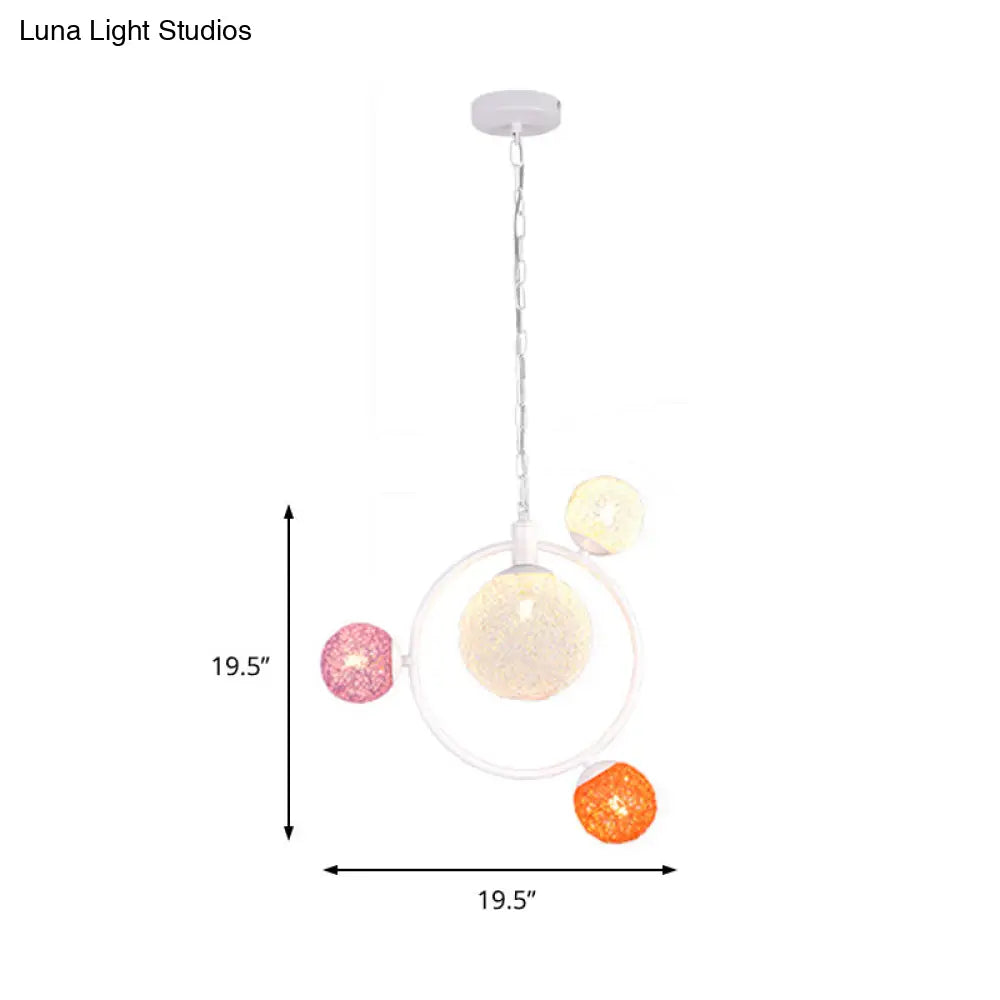 Lámpara de techo colgante Orbit Glass - 4/7 luces con anilla de suspensión blanca/negra