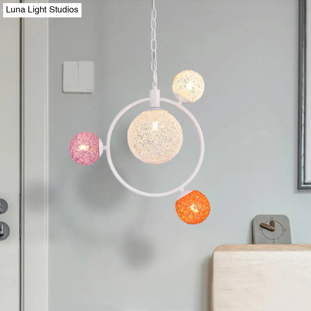 Lámpara de techo colgante Orbit Glass - 4/7 luces con anilla de suspensión blanca/negra