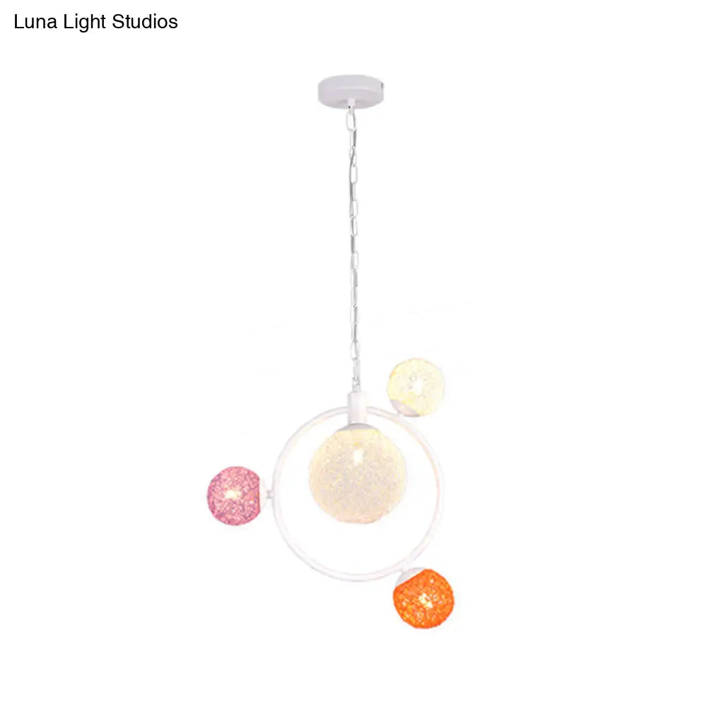 Lámpara de techo colgante Orbit Glass - 4/7 luces con anilla de suspensión blanca/negra