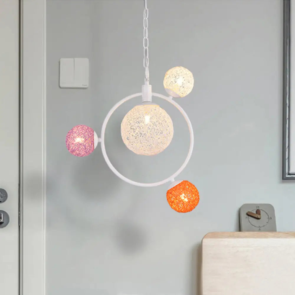 Lámpara de techo colgante Orbit Glass - 4/7 luces con anilla de suspensión blanca/negra