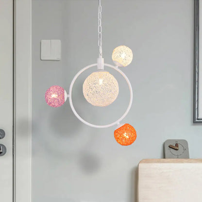 Lámpara de techo colgante Orbit Glass - 4/7 luces con anilla de suspensión blanca/negra