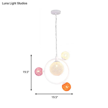 Lámpara de techo colgante Orbit Glass - 4/7 luces con anilla de suspensión blanca/negra