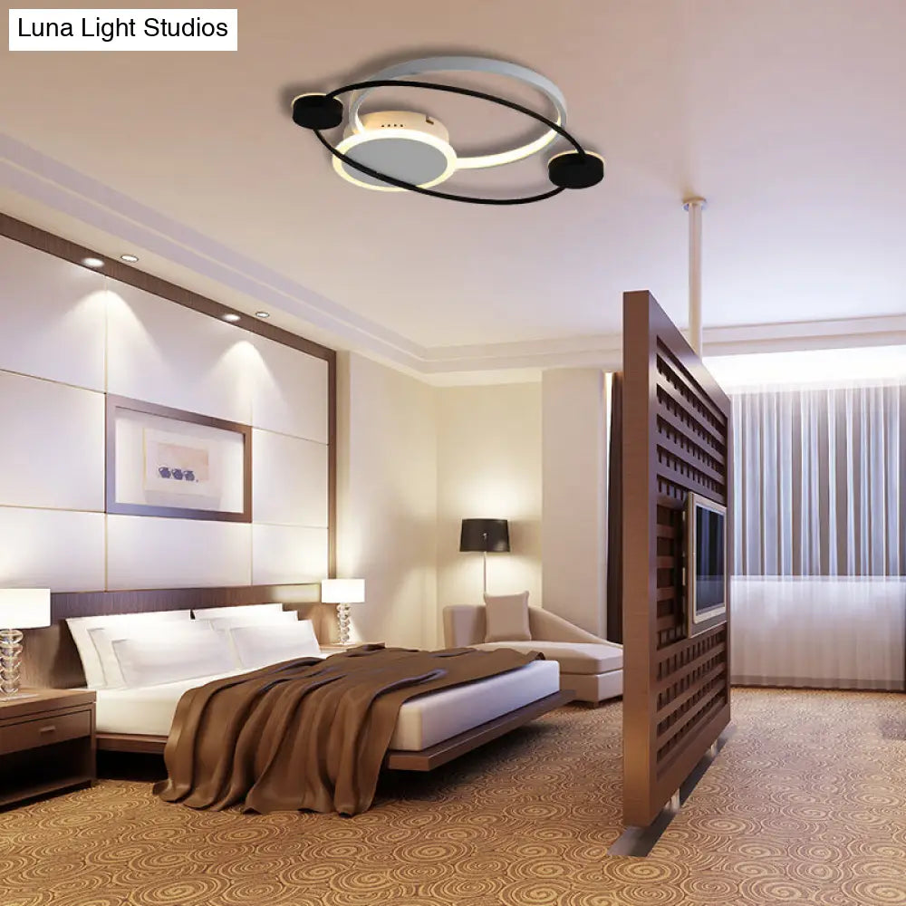 DecorBites™ DecorBites™ Orbit Integrated LED Flush Light – Warm/White – Metal & Acrylic – Nordic Style – Black & White/Gray