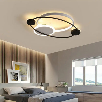 DecorBites™ DecorBites™ Orbit Integrated LED Flush Light – Warm/White – Metal & Acrylic – Nordic Style – Black & White/Gray