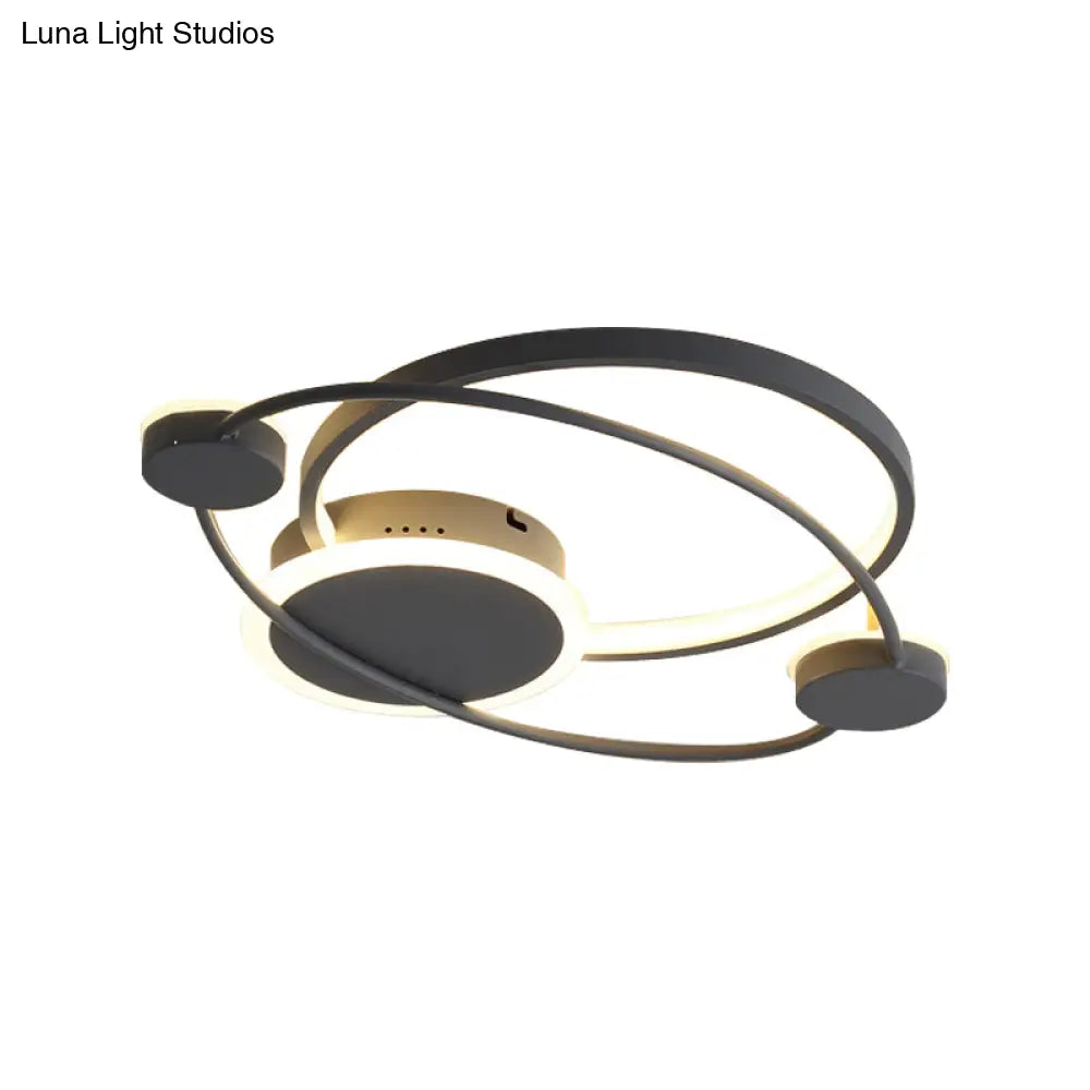 DecorBites™ DecorBites™ Orbit Integrated LED Flush Light – Warm/White – Metal & Acrylic – Nordic Style – Black & White/Gray