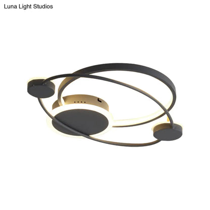 DecorBites™ DecorBites™ Orbit Integrated LED Flush Light – Warm/White – Metal & Acrylic – Nordic Style – Black & White/Gray