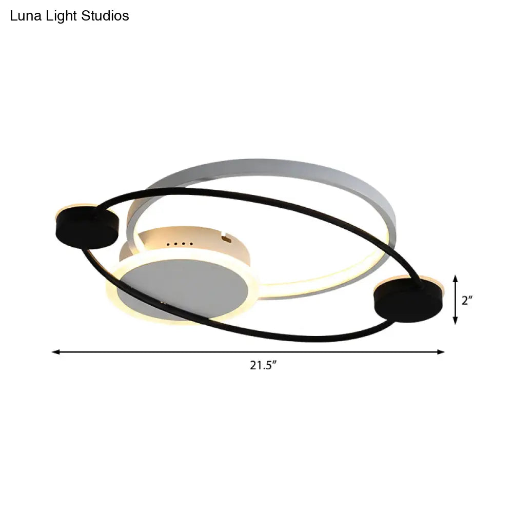 DecorBites™ DecorBites™ Orbit Integrated LED Flush Light – Warm/White – Metal & Acrylic – Nordic Style – Black & White/Gray