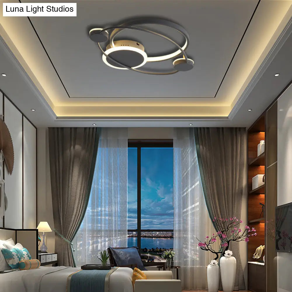 DecorBites™ DecorBites™ Orbit Integrated LED Flush Light – Warm/White – Metal & Acrylic – Nordic Style – Black & White/Gray