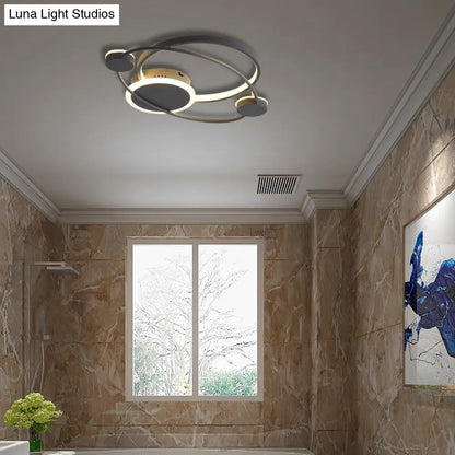 DecorBites™ DecorBites™ Orbit Integrated LED Flush Light – Warm/White – Metal & Acrylic – Nordic Style – Black & White/Gray