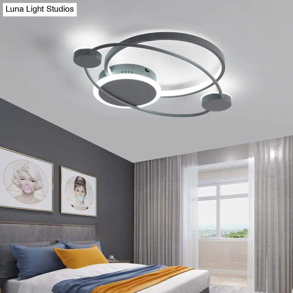 DecorBites™ DecorBites™ Orbit Integrated LED Flush Light – Warm/White – Metal & Acrylic – Nordic Style – Black & White/Gray