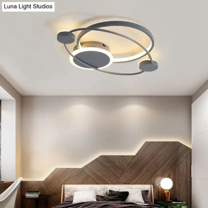 DecorBites™ DecorBites™ Orbit Integrated LED Flush Light – Warm/White – Metal & Acrylic – Nordic Style – Black & White/Gray