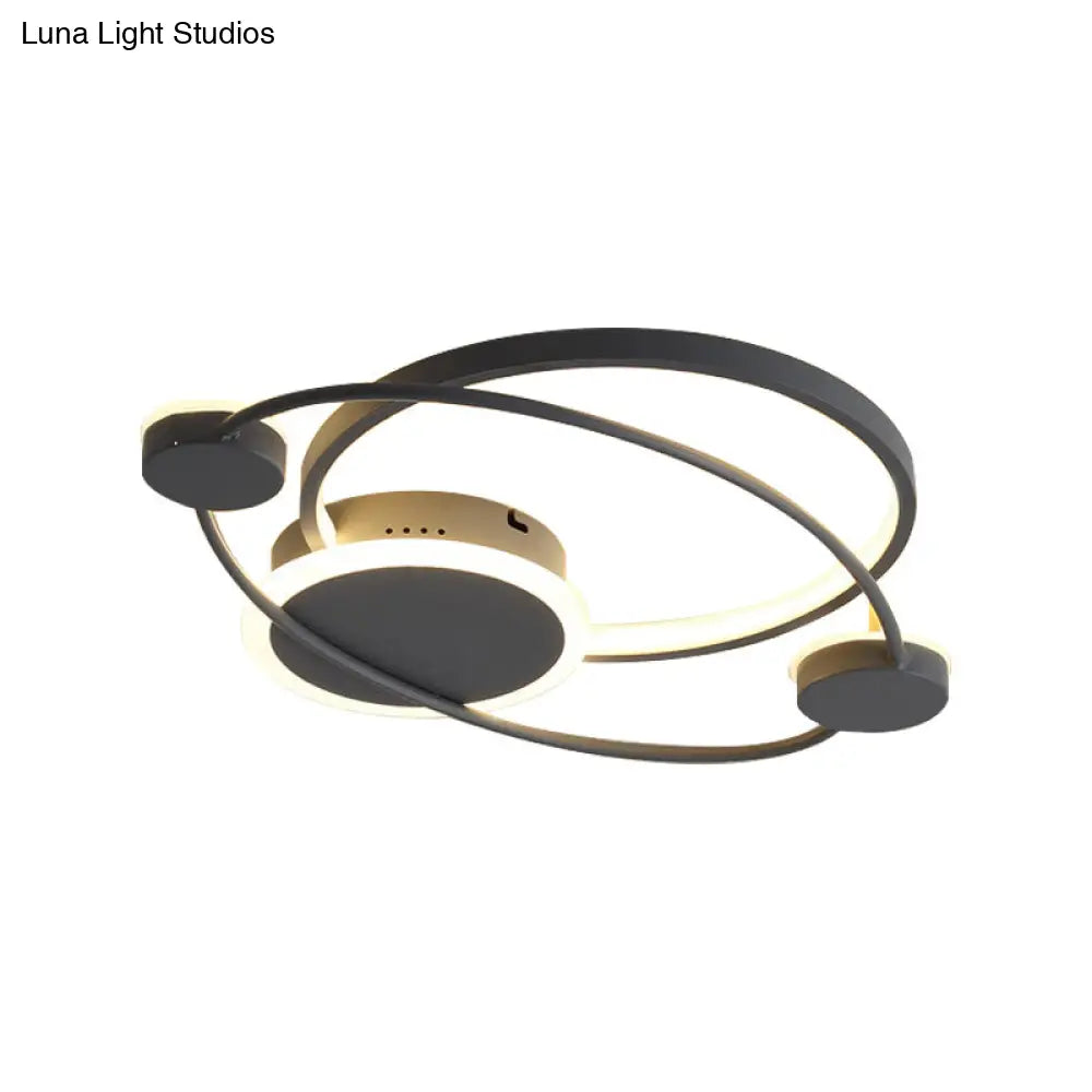 DecorBites™ DecorBites™ Orbit Integrated LED Flush Light – Warm/White – Metal & Acrylic – Nordic Style – Black & White/Gray