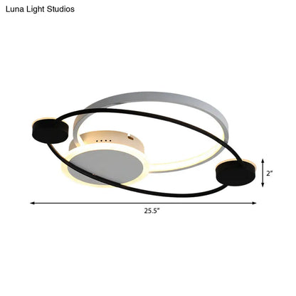 DecorBites™ DecorBites™ Orbit Integrated LED Flush Light – Warm/White – Metal & Acrylic – Nordic Style – Black & White/Gray