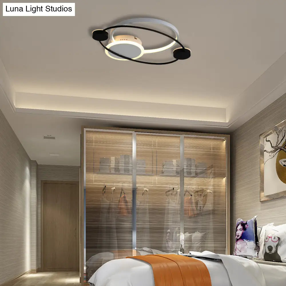 DecorBites™ DecorBites™ Orbit Integrated LED Flush Light – Warm/White – Metal & Acrylic – Nordic Style – Black & White/Gray