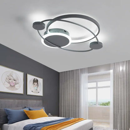 DecorBites™ DecorBites™ Orbit Integrated LED Flush Light – Warm/White – Metal & Acrylic – Nordic Style – Black & White/Gray