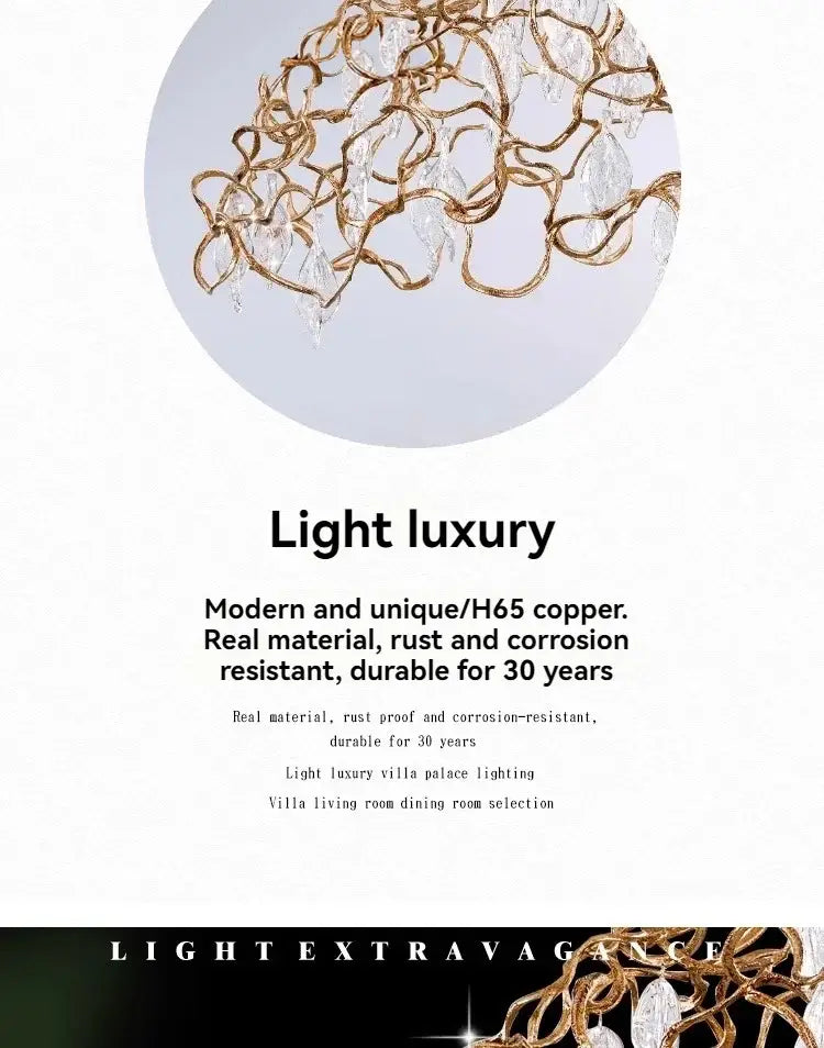 Gold-toned h65 copper crystal ceiling chandelier with clear crystal droplets for dining room decorbites copper crystal lighting