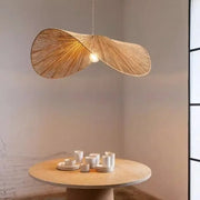 Organic golden brown handmade rattan led pendant light with flowing design for dining room decorbites pendant lights