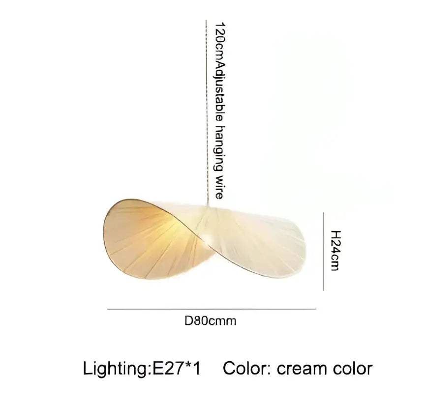 Cream-colored decorbites handmade rattan led pendant light with twisted leaf design and adjustable hanging wire for dining room decor