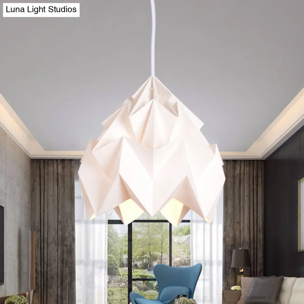 Origami Ceiling Pendant Light Macaron Paper 9.5"/15" Dia 1-Light Hanging Lamp - Pink/White/Green