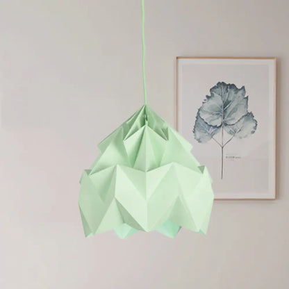 Origami Ceiling Pendant Light Macaron Paper 9.5"/15" Dia 1-Light Hanging Lamp - Pink/White/Green