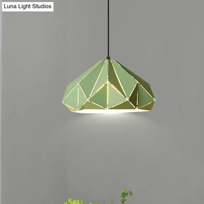 Origami Metal Hanging Pendant Light - Contemporary 1-Light Ceiling Light in Blue/Pink/Yellow