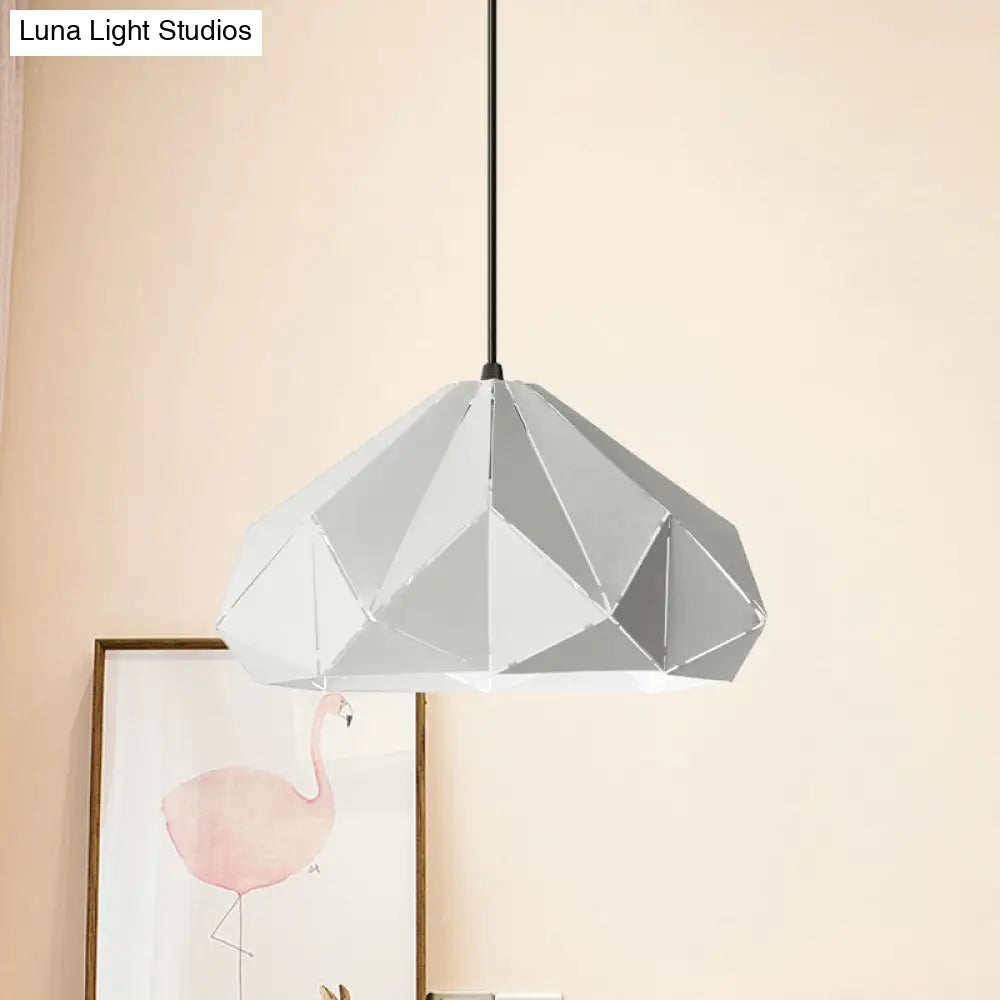 Origami Metal Hanging Pendant Light - Contemporary 1-Light Ceiling Light in Blue/Pink/Yellow