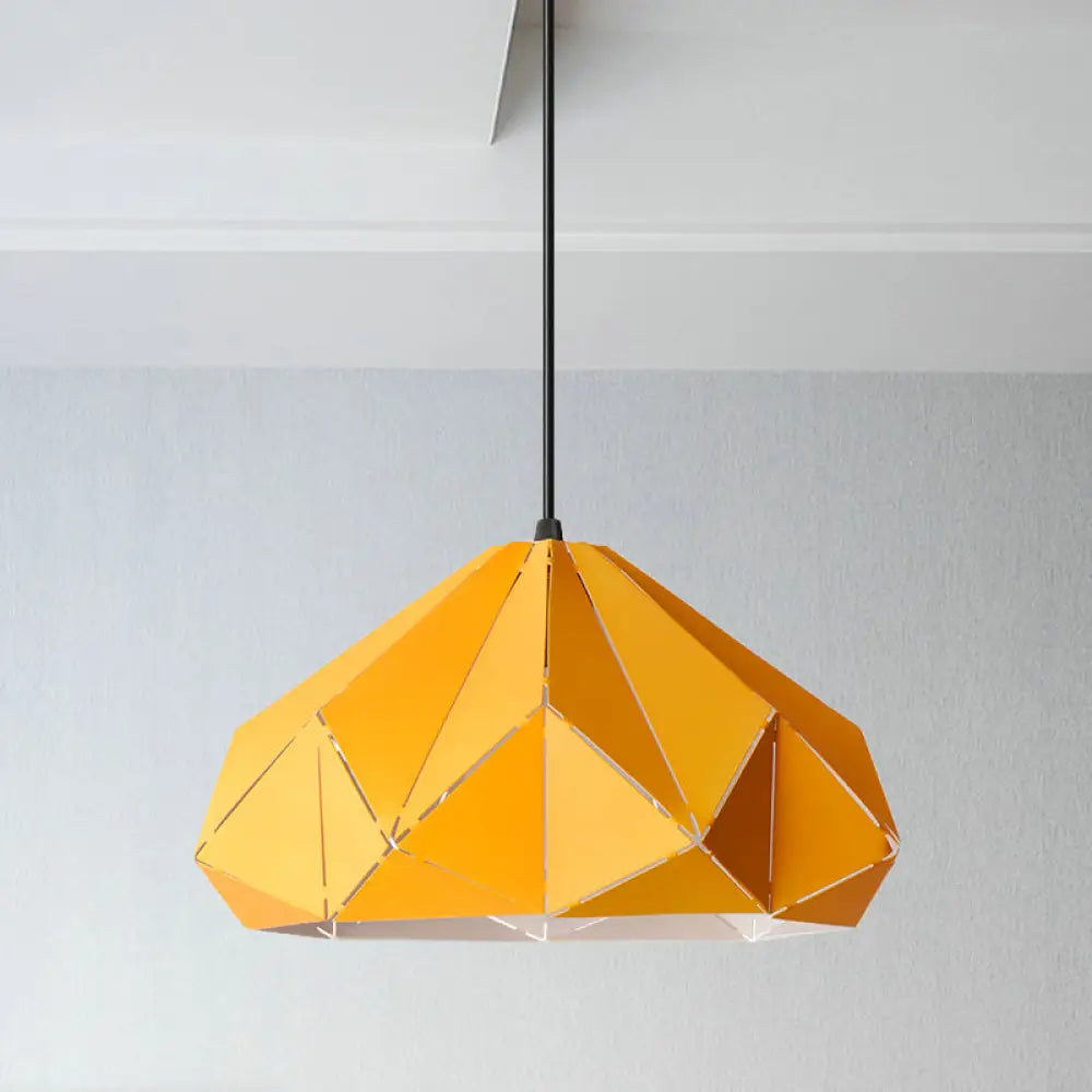 Origami Metal Hanging Pendant Light - Contemporary 1-Light Ceiling Light in Blue/Pink/Yellow