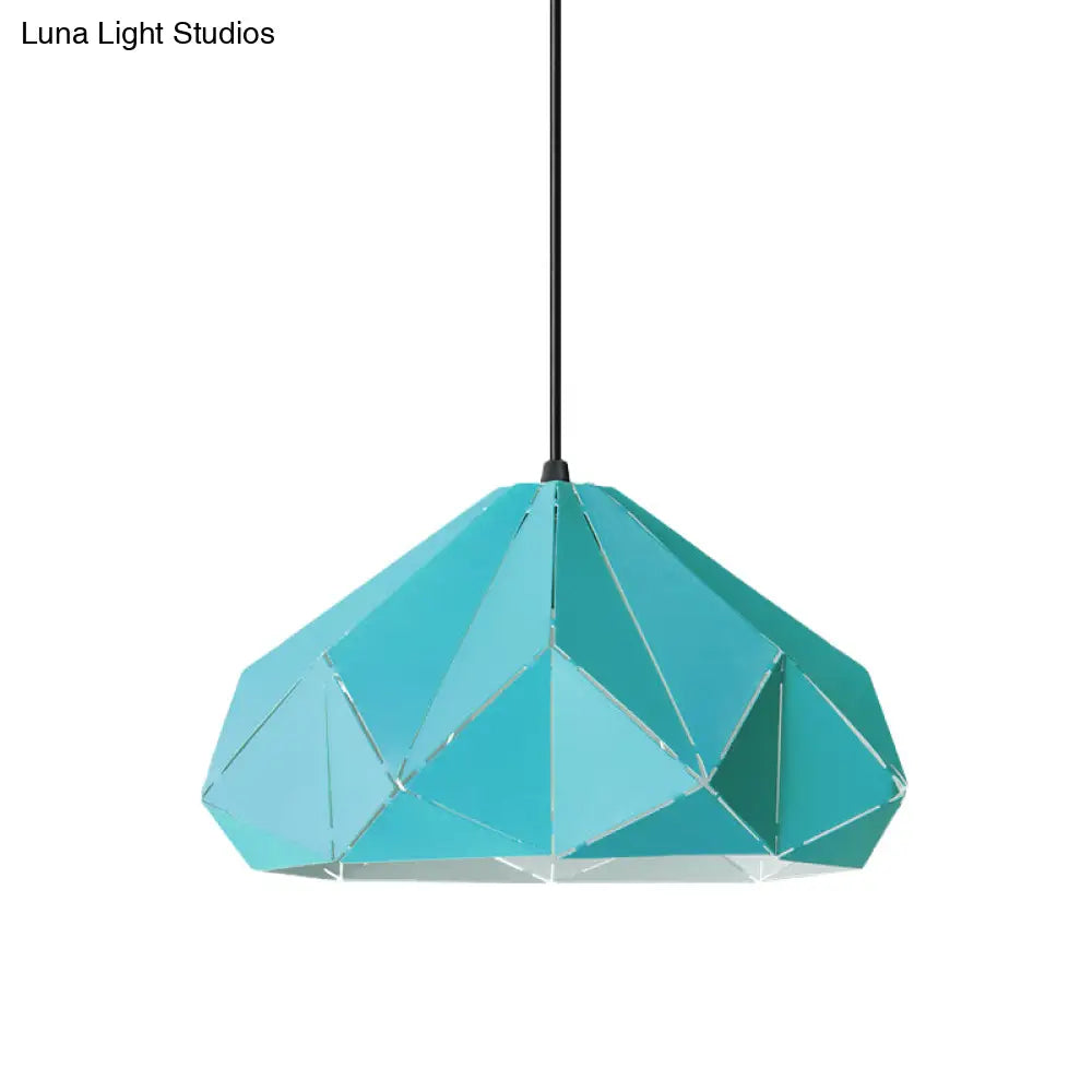 Origami Metal Hanging Pendant Light - Contemporary 1-Light Ceiling Light in Blue/Pink/Yellow