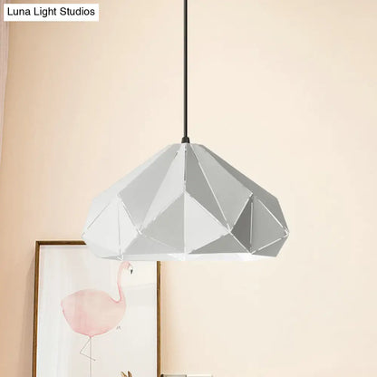 Origami Metal Hanging Pendant Light - Contemporary 1-Light Ceiling Light in Blue/Pink/Yellow