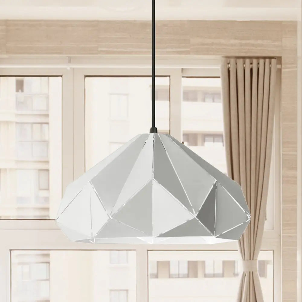 Origami Metal Hanging Pendant Light - Contemporary 1-Light Ceiling Light in Blue/Pink/Yellow