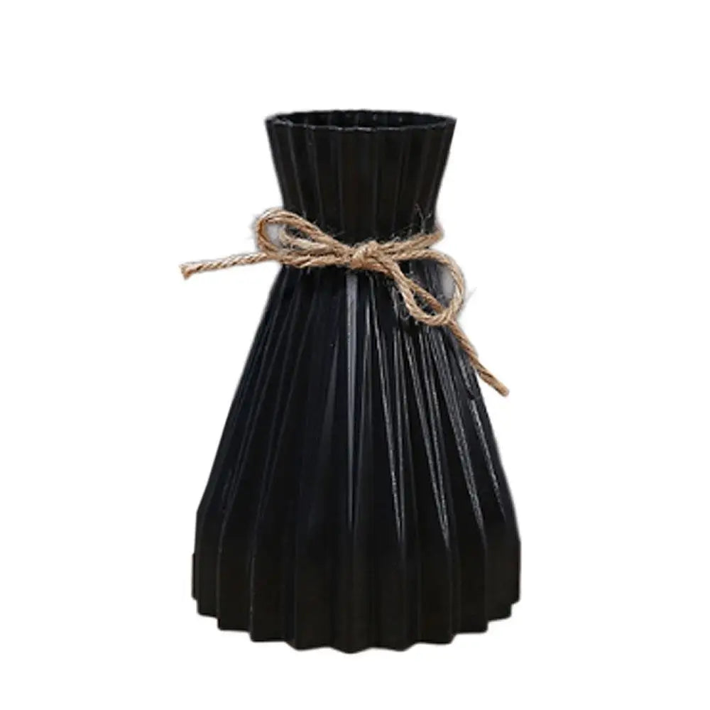 Origami Style European Plastic Flower Vase - black - Vase