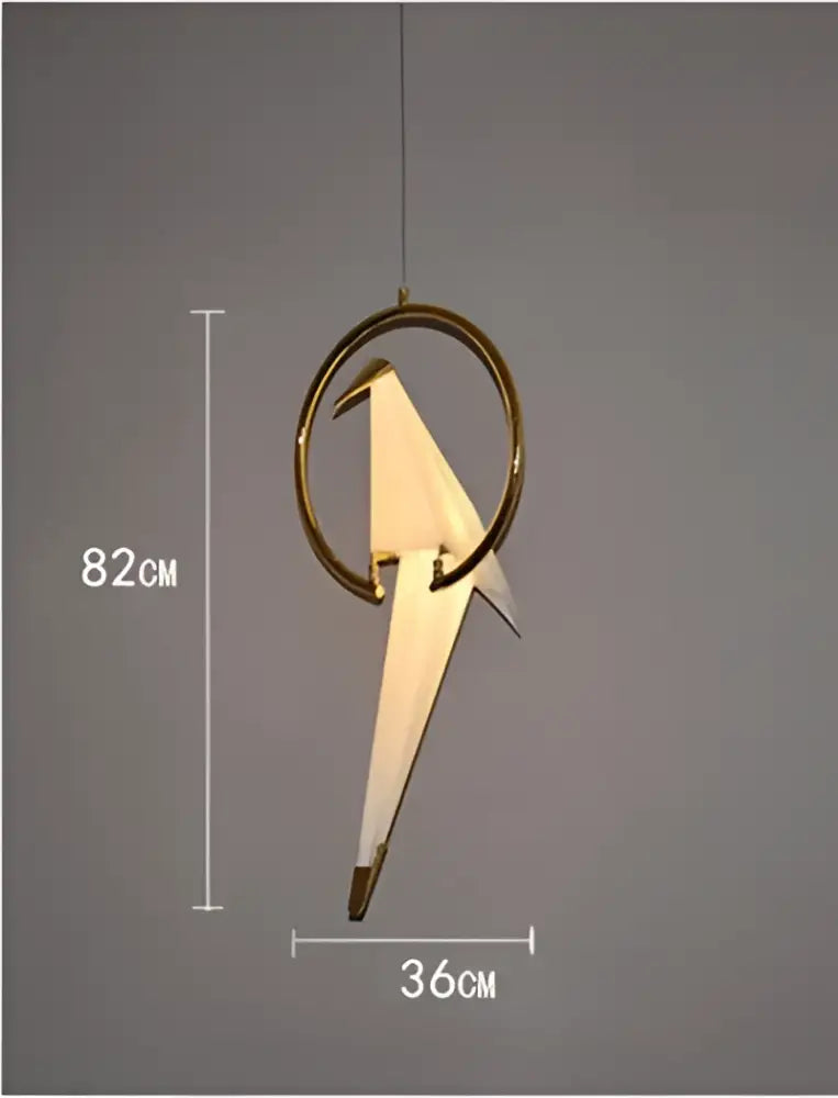 A sleek origami white and gold crane chandelier iron led light with paper wings and circular frame for bedroom decorbites crane chandelier