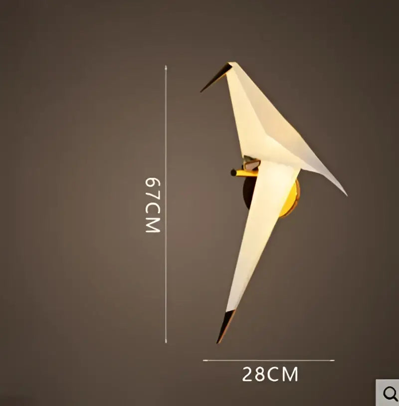 Origami white and gold crane chandelier iron led light with white paper bird wall lamp featuring black-tipped wings decorbites crane chandelier