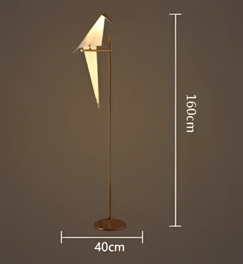A sleek 160cm tall origami white and gold crane chandelier iron led light with minimalist metal frame for bedroom decorbites