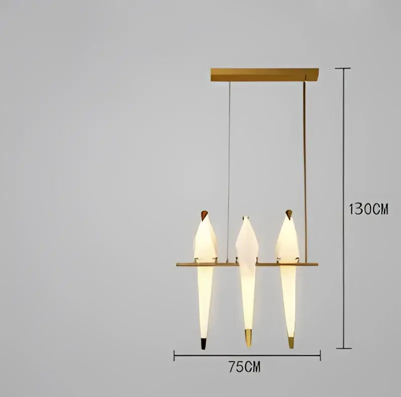 Modern minimalist decorbites crane chandelier with white ceramic bird lamps and polished brass iron led fixture for bedroom