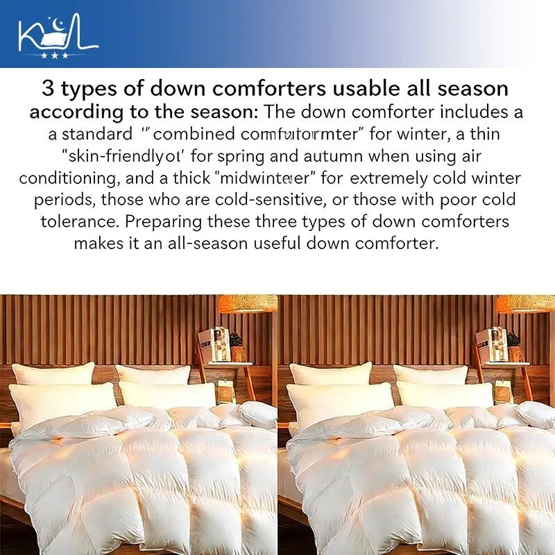 White goose down quilt thickened warm spring autumn winter comforter with quilted puffy design single double size