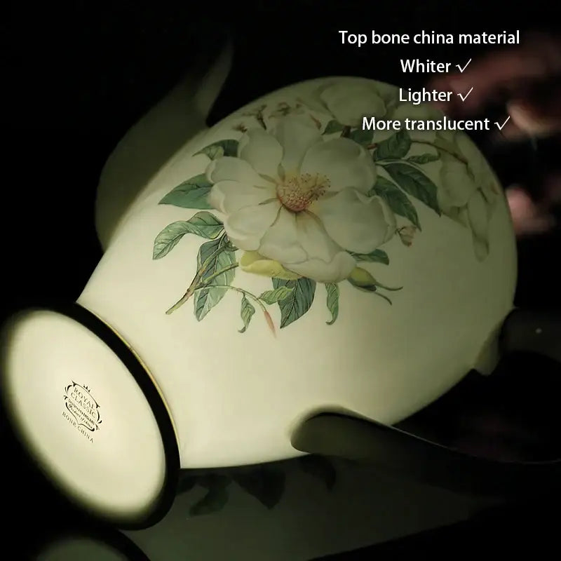 Ornate 18th century scene bone china tea pot with delicate hand-painted floral design for elegant decorbites bone china tea use