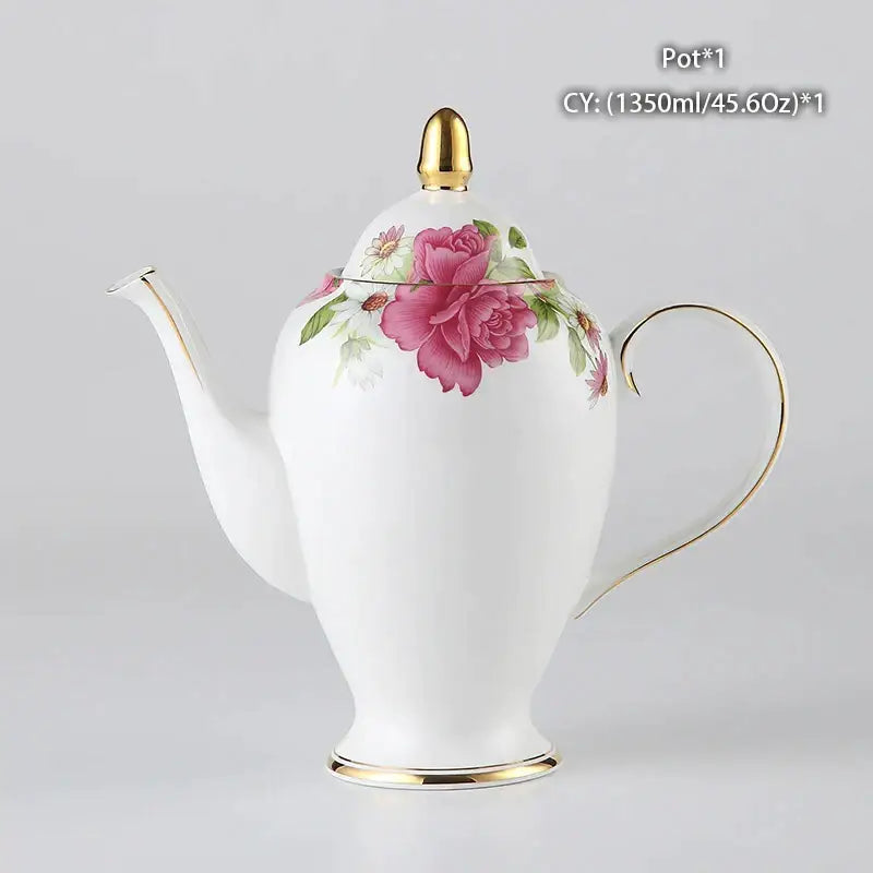 Ornate 18th century scene bone china tea pot with pink rose floral design and gold trim decorbites bone china porcelain