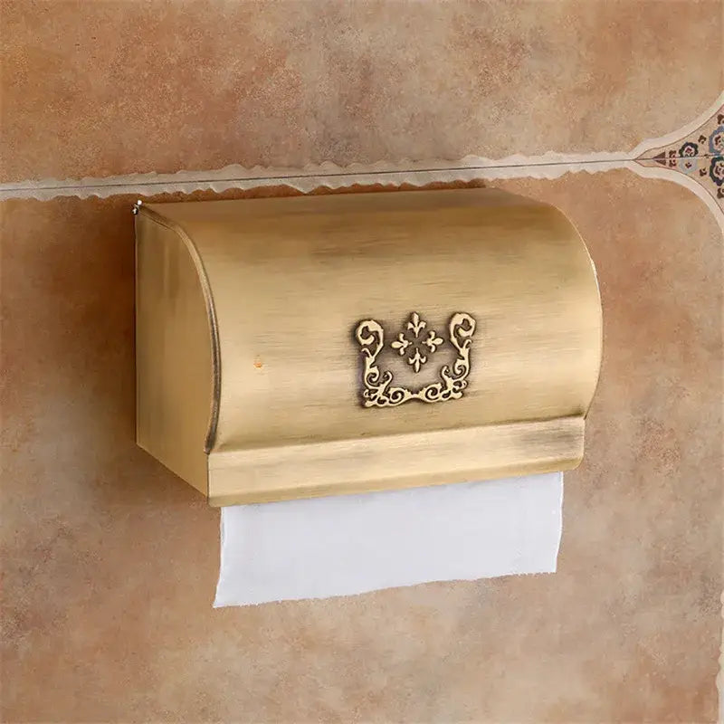Antique brass toilet paper holder with ornate floral and scrollwork design for decorbites black carved bathroom rack