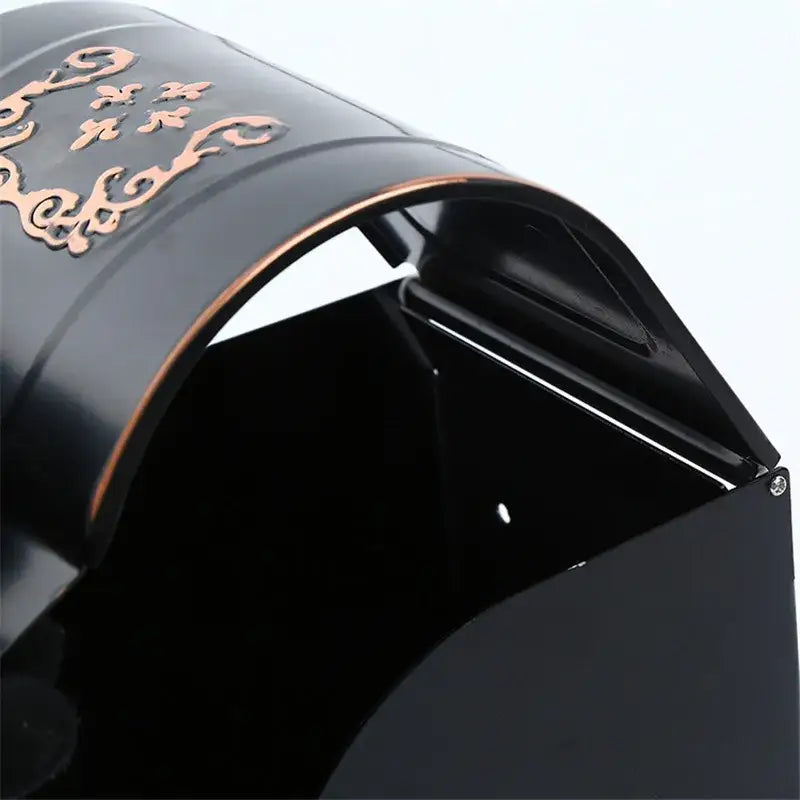 Ornate black carved aluminum toilet paper holder bathroom rack with copper floral engraving and decorbites black carved design