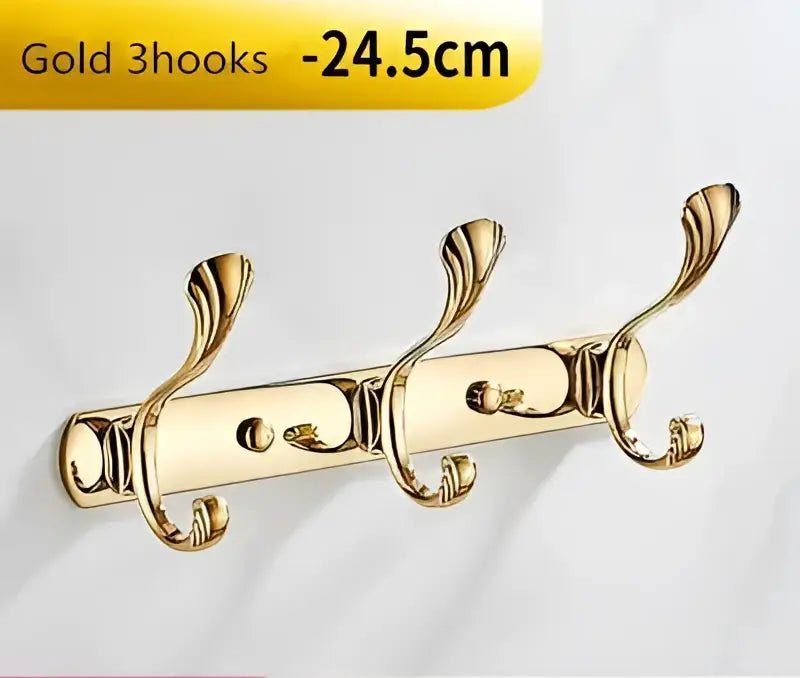 Ornate brass gold towel hook with five gold-colored metal hooks for bathroom and kitchen decorbites brass gold rack