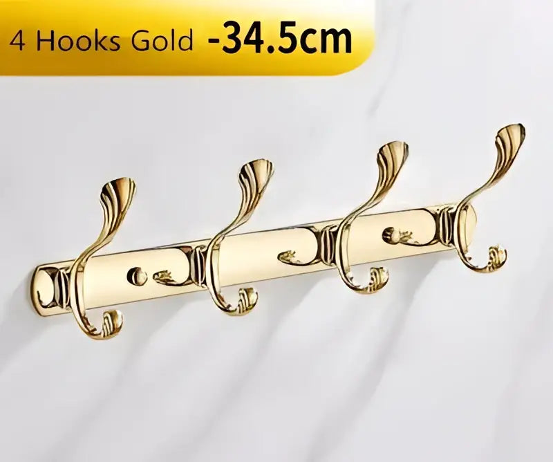 Ornate brass gold towel hook rack with five hooks and polished finish for bathroom and kitchen decorbites brass gold